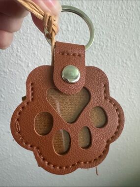 Brown Paw Print Leather Keychain New